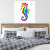 Rainbow Polygonal Seahorse Canvas Afdruk (Insitu (Slaapkamer))