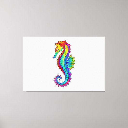Rainbow Polygonal Seahorse Canvas Afdruk (Voorkant)