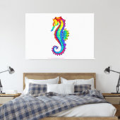 Rainbow Polygonal Seahorse Canvas Afdruk (Insitu (Slaapkamer))