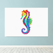 Rainbow Polygonal Seahorse Canvas Afdruk (Insitu (Houten vloer))