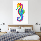 Rainbow Polygonal Seahorse Canvas Afdruk (Insitu (Slaapkamer))
