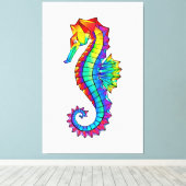 Rainbow Polygonal Seahorse Canvas Afdruk (Insitu (Houten vloer))