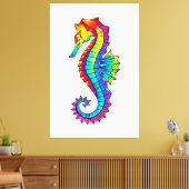 Rainbow Polygonal Seahorse Canvas Afdruk (Insitu (Woonkamer))