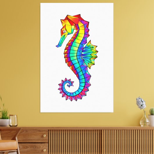Rainbow Polygonal Seahorse Canvas Afdruk (Insitu (Woonkamer))