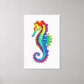 Rainbow Polygonal Seahorse Canvas Afdruk (Voorkant)