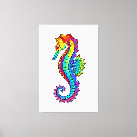 Rainbow Polygonal Seahorse Canvas Afdruk (Voorkant)