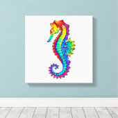 Rainbow Polygonal Seahorse Canvas Afdruk (Insitu (Houten vloer))