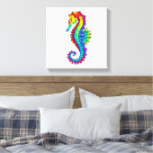 Rainbow Polygonal Seahorse Canvas Afdruk (Insitu (Slaapkamer))