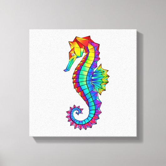 Rainbow Polygonal Seahorse Canvas Afdruk (Voorkant)