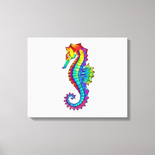 Rainbow Polygonal Seahorse Canvas Afdruk (Voorkant)