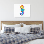Rainbow Polygonal Seahorse Canvas Afdruk (Insitu (Slaapkamer))