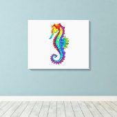 Rainbow Polygonal Seahorse Canvas Afdruk (Insitu (Houten vloer))