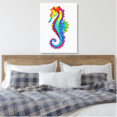 Rainbow Polygonal Seahorse Canvas Afdruk (Insitu (Slaapkamer))