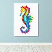 Rainbow Polygonal Seahorse Canvas Afdruk (Insitu (Houten vloer))
