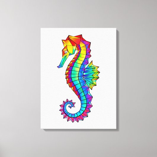 Rainbow Polygonal Seahorse Canvas Afdruk (Voorkant)