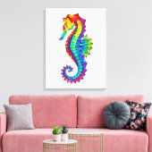 Rainbow Polygonal Seahorse Canvas Afdruk (Insitu (Woonkamer))