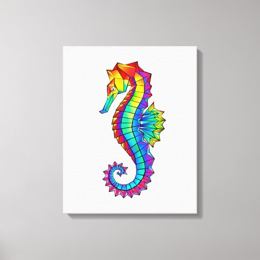 Rainbow Polygonal Seahorse Canvas Afdruk (Voorkant)