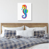 Rainbow Polygonal Seahorse Canvas Afdruk (Insitu (Slaapkamer))