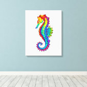 Rainbow Polygonal Seahorse Canvas Afdruk (Insitu (Houten vloer))