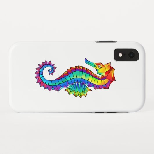 Rainbow Polygonal Seahorse Case-Mate iPhone Case (Achterkant (horizontaal))