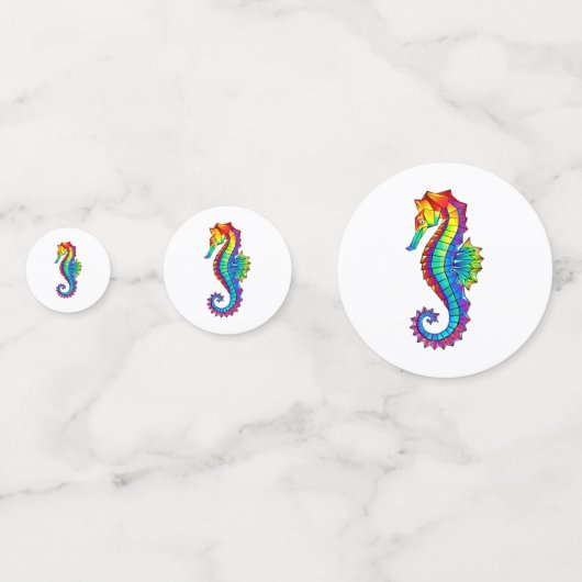Rainbow Polygonal Seahorse Confetti (Achterkanten)