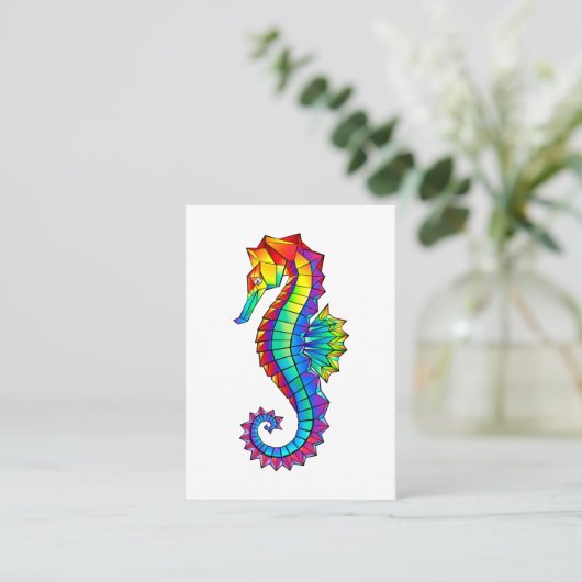 Rainbow Polygonal Seahorse Contactkaartje (Staand voorkant)
