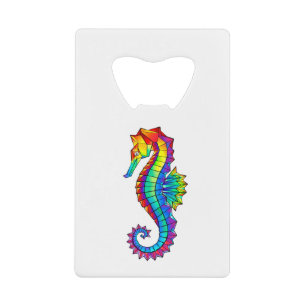 Rainbow Polygonal Seahorse Creditkaart Flessenopener