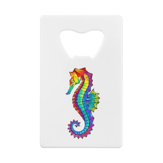 Rainbow Polygonal Seahorse Creditkaart Flessenopener (Achterkant)