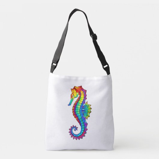 Rainbow Polygonal Seahorse Crossbody Tas (Achterkant)