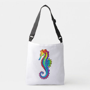 Rainbow Polygonal Seahorse Crossbody Tas