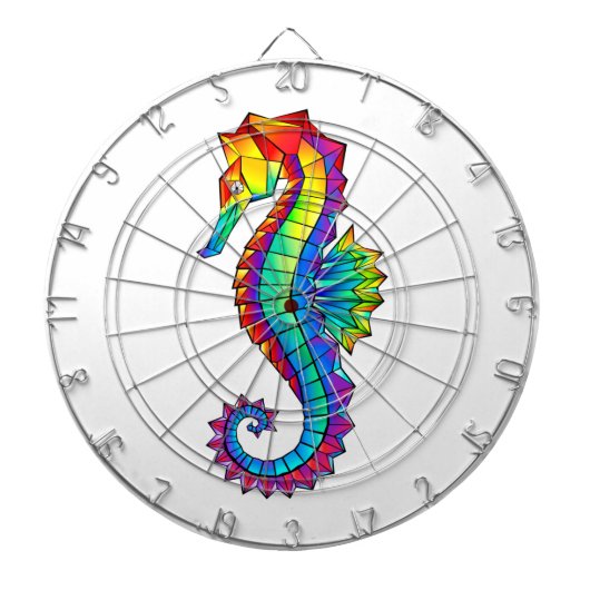 Rainbow Polygonal Seahorse Dartbord (Voorkant)