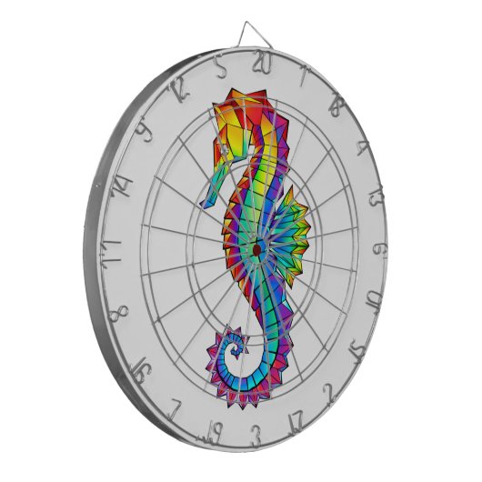 Rainbow Polygonal Seahorse Dartbord (Voorkant Links)