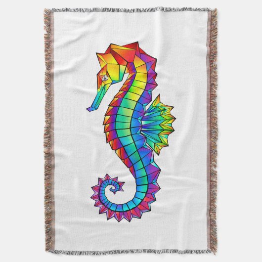 Rainbow Polygonal Seahorse Deken (Voorkant Verticaal)