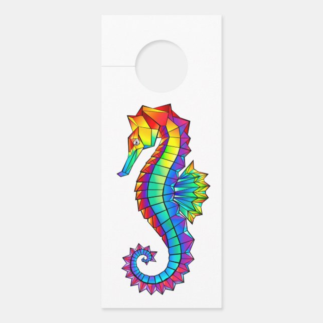 Rainbow Polygonal Seahorse Deurhanger (Voorkant)