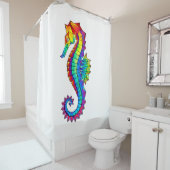 Rainbow Polygonal Seahorse Douchegordijn (In situ)