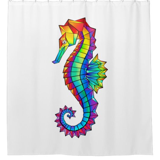 Rainbow Polygonal Seahorse Douchegordijn (Voorkant)
