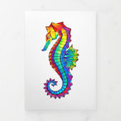 Rainbow Polygonal Seahorse Drieluik Uitnodiging (Cover)
