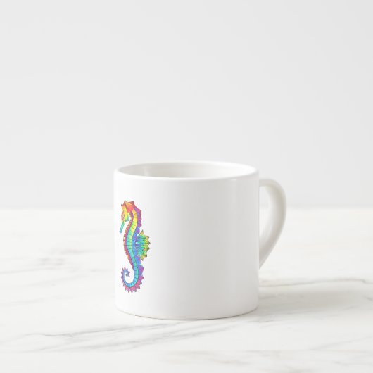 Rainbow Polygonal Seahorse Espresso Kop (Voorkant rechts)