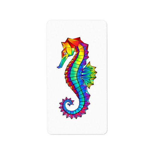 Rainbow Polygonal Seahorse Etiket (Voorkant)