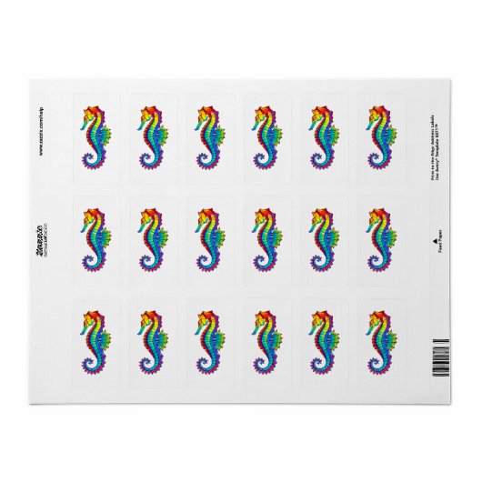 Rainbow Polygonal Seahorse Etiket (Full Sheet)