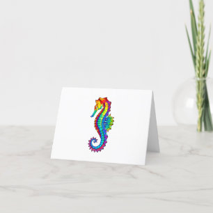 Rainbow Polygonal Seahorse Feestdagen Kaart