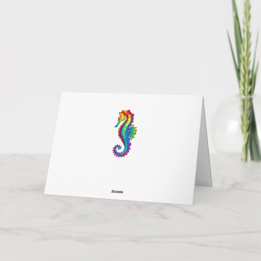 Rainbow Polygonal Seahorse Feestdagen Kaart (Achterkant)