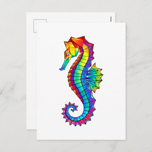 Rainbow Polygonal Seahorse Feestdagenkaart (Voorkant / Achterkant)