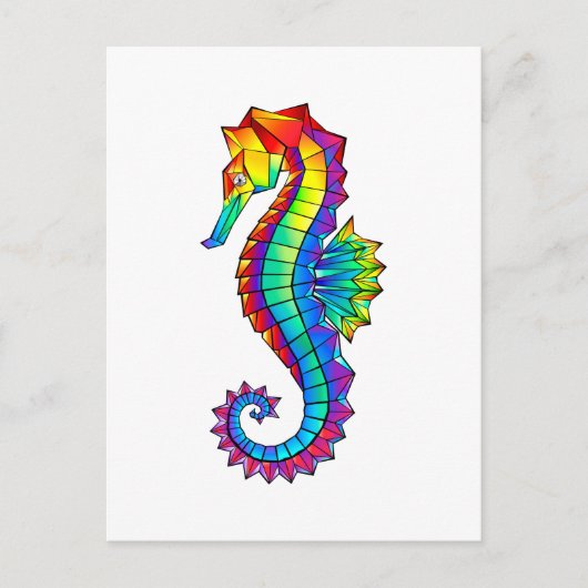 Rainbow Polygonal Seahorse Feestdagenkaart (Voorkant)
