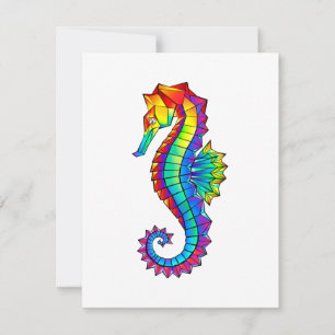 Rainbow Polygonal Seahorse Feestdagenkaart