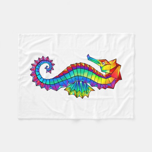 Rainbow Polygonal Seahorse Fleece Deken (Voorkant (Horizontaal))