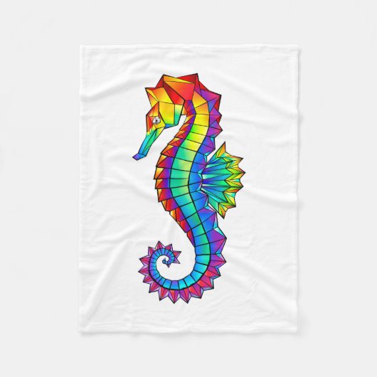 Rainbow Polygonal Seahorse Fleece Deken (Voorkant)