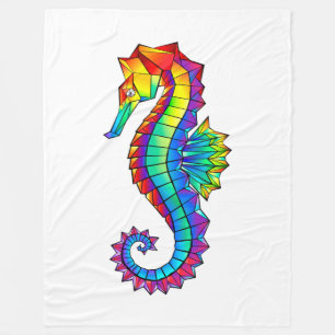 Rainbow Polygonal Seahorse Fleece Deken