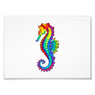 Rainbow Polygonal Seahorse Foto Afdruk