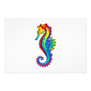 Rainbow Polygonal Seahorse Foto Afdruk